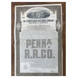 RAILROAD STOCK CERTIFICATE-"PENNSYLVANIA"/FOLDED