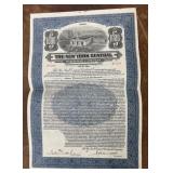 RAILROAD STOCK CERTIFICATE-"NEW YORK CENTRAL"/FOLD