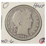 1904-O BARBER HALF DOLLAR (90% SILVER) (GOOD-6)