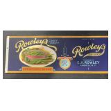 (14 COUNT) VINTAGE CAN LABEL-"ROWLEY