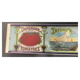(8 COUNT) VINTAGE CAN LABEL-"DEFENDER" TOMATOES