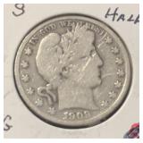 1909-S BARBER HALF DOLLAR (90% SILVER) VG