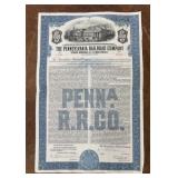 RAILROAD STOCK CERTIFICATE-"PENNSYLVANIA"/FOLDED