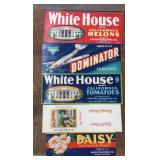 (5)VINTAGE CRATE LABELS-ASSORTED