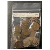 (BAG OF 50) LINCOLN WHEAT CENTS "1940-58P&D" (G~F)