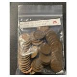 (BAG OF 50) WHEAT BACK CENTS (1940-58-P&D) (G / F)