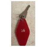 MOTEL KEY W/TAG~#26-CHECK OUT THE PIC