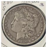 1880-S MORGAN DOLLAR(VF)(90% SILVER~ASW 3/4 OUNCE)