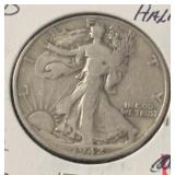 1942-D WALKING LIBERTY HALF DOLLAR (90% SILVER) VG