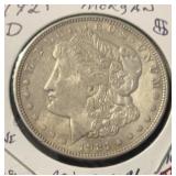 1921-D MORGAN DOLLAR (90% SILVER) (FINE)