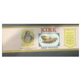 (5 COUNT) VINTAGE CAN LABEL-"KIRK" SWEET POTATOES