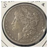 1882-S MORGAN DOLLAR(VF)(90% SILVER~ASW 3/4 OUNCE)