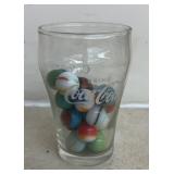 MARBLES W/"COCA~COLA" GLASS-CHECK OUT THE PIC