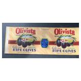 (16 COUNT) VINTAGE CAN LABEL-"OLIVISTA" RIPE OLIVE