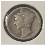 1918-D MERCURY DIME (90% SILVER) (GOOD)