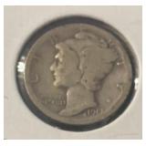 1917-S MERCURY DIME (90% SILVER) (GOOD)