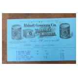 VINTAGE "BILLHEAD"-"ABBOTT GROCERY CO."