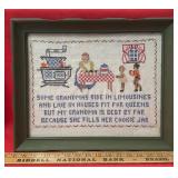 NEEDLEPOINT FRAMED ARTWORK-APPROX. 11x14