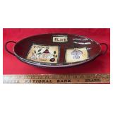 STONEWARE DISH W/WIRE HOLDER