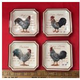 (SET OF 4) STONEWARE DECOR-"CHICKEN" DESIGN