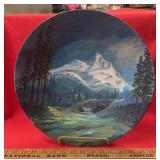 PAINTED METAL BOWL W/STAND-APPROX. 15" DIAMETER
