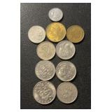 (BAG OF 10) "DIFFERNT" FOREIGN COINS