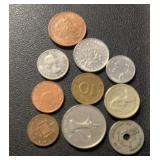 (BAG OF 10) :DIFFERENT" FOREIGN COINS