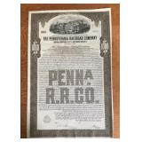 RAILROAD STOCK CERTIFICATE-"PENNSYLVANIA RAILROAD"