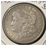 1921 MORGAN SILVER DOLLAR (90% SILVER) (VF)