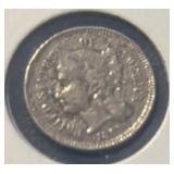 1865 "THREE-CENT" NICKEL ***PITTED*