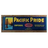 (5 COUNT) VINTAGE CRATE LABEL-"PACIFIC PRIDE"