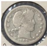 1903 BARBER QUARTER (90% SILVER) (GOOD+)