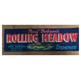 (5 COUNT) VINTAGE CRATE LABEL-"ROLLING MEADOWS"
