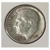 1961 ROOSEVELT DIME (90% SILVER)