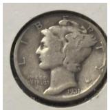 1931-P MERCURY DIME (90% SILVER) (GOOD)