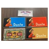 (5)VINTAGE CIGAR BOX LABELS-ASSORTED/"1940