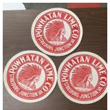 (3)"LARGE" LABEL-"POWHATAN LIME CO."-BY THE PIECE