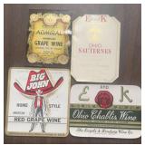 (4)VINTAGE "WINE BOTTLE" LABELS-"1930-1950"