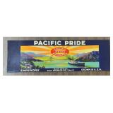 (5 COUNT) VINTAGE CRATE LABEL-"PACIFIC PRIDE"