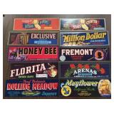(10)VINTAGE CRATE LABELS-ASSORTED/"1930-1960"
