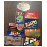 (9)VINTAGE CRATE LABELS-ASSORTED/"1930-1970"