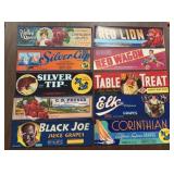 (10)VINTAGE CRATE LABELS-ASSORTED/"1930-1960"