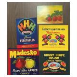 (5)VINTAGE CRATE LABELS-ASSORTED/"0930-1960"