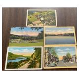 (5)VINTAGE "LINEN" POSTCARDS-"1930