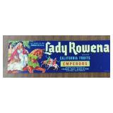 (4 COUNT) VINTAGE CRATE LABEL-"LADY ROWENA"