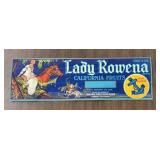 (5 COUNT) VINTAGE CRATE LABEL-"LADY ROWENA"
