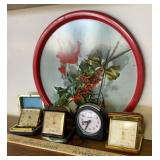 (4)TRAVEL CLOCKS W/TRAY-CHECK OUT THE PIC