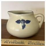 STONEWARE CREAMER-"BLUE LEAF DESIGN"