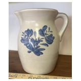 STONEWARE PITCHER-"BLUE FLORAL DESIGN"