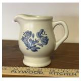 STONEWARE CREAMER-"BLUE FLORAL DESIGN"